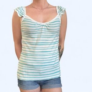 Striped Blue and White Women's Top
